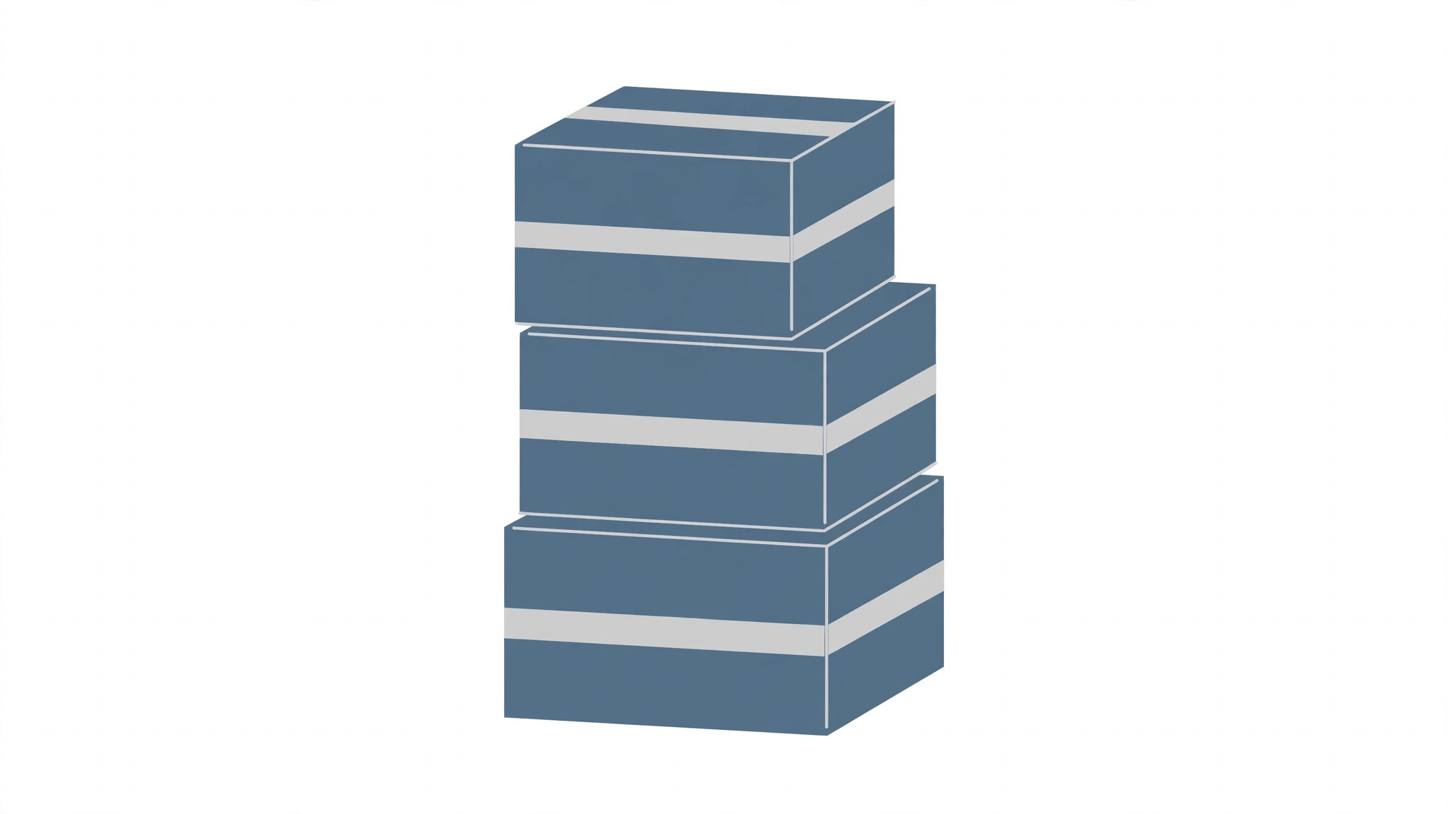 Flat illustration of three stacked moving boxes.