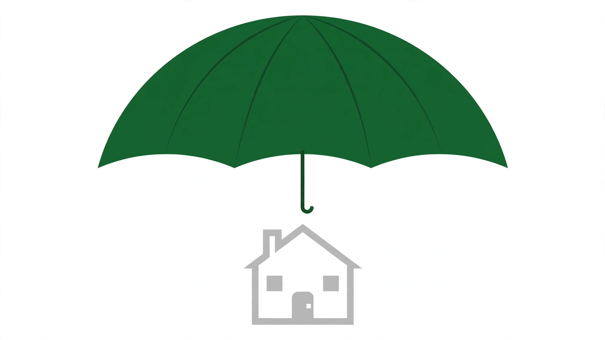 Flat illustration of an umbrella sheltering a small house.